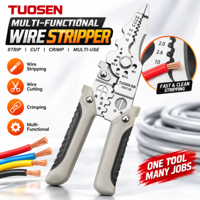 Tuosen Multi-Functional Stainless Steel Wire Stripper – Pointed Mouth Professional Wire Cutter & Stripping Tool (Model 100128, 0.17kg)